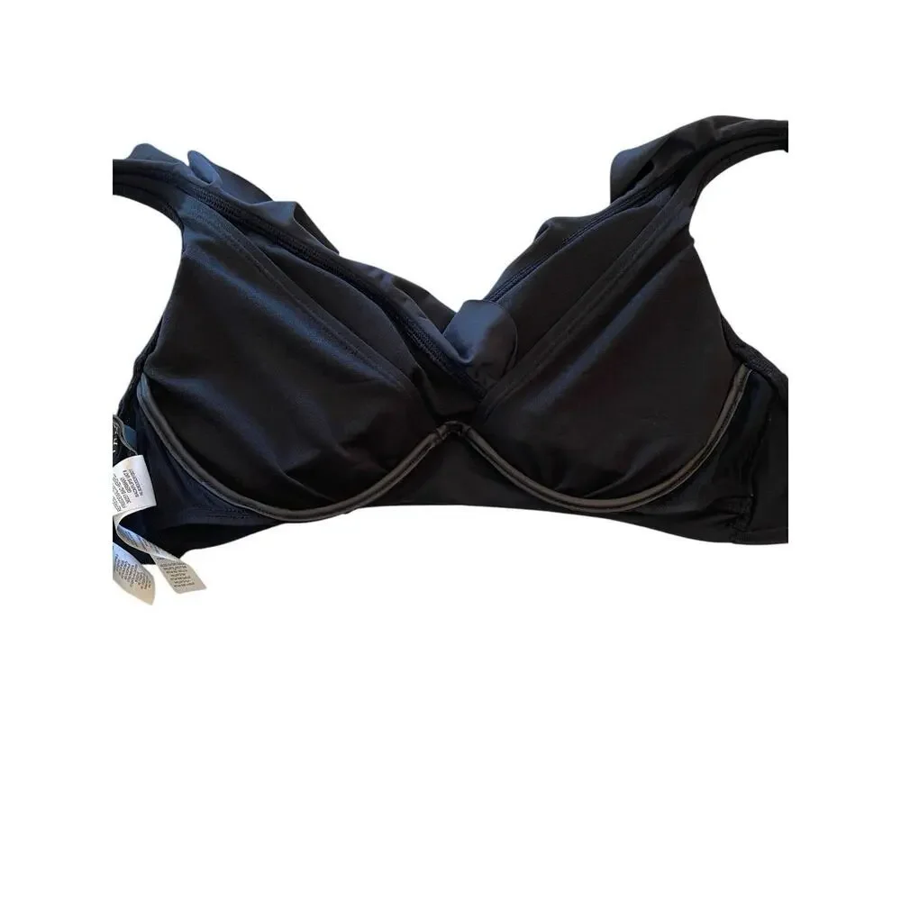 Lauren Ralph Lauren Beach Club Solid Ruffle Underwire Bikini Top Size 6 $90 - Picture 3 of 5